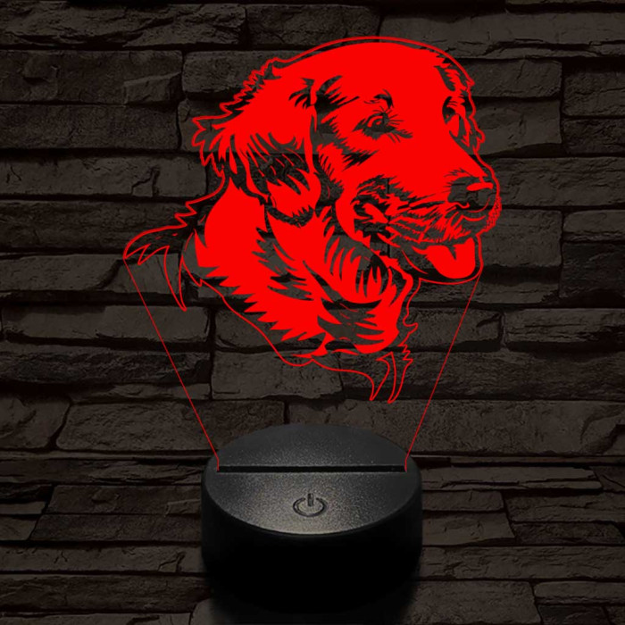 Golden retriever boldog 7 színű 3D led lámpa