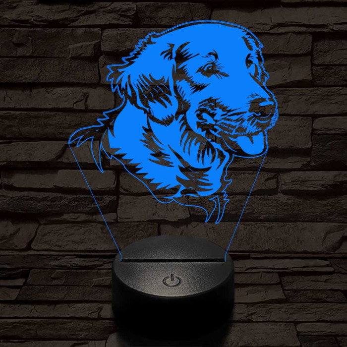 Golden retriever boldog 7 színű 3D led lámpa