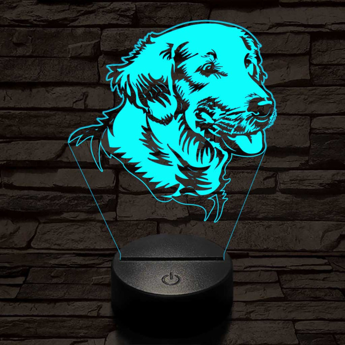 Golden retriever boldog 7 színű 3D led lámpa