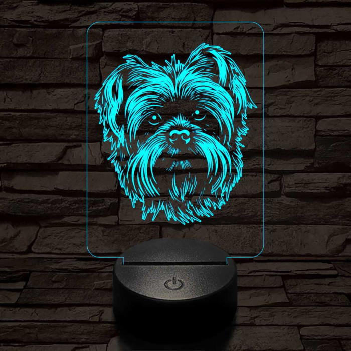 Affenpinscher-fej 7 színű 3D led lámpa