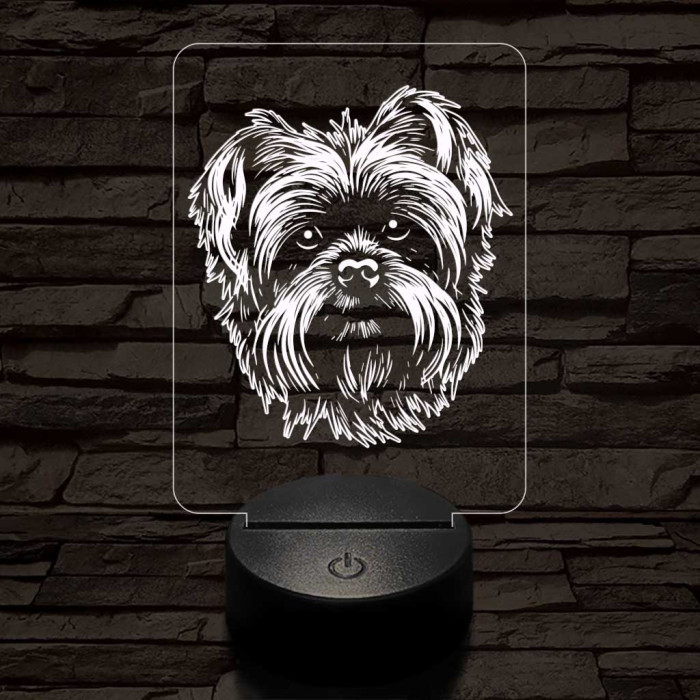 Affenpinscher-fej 7 színű 3D led lámpa