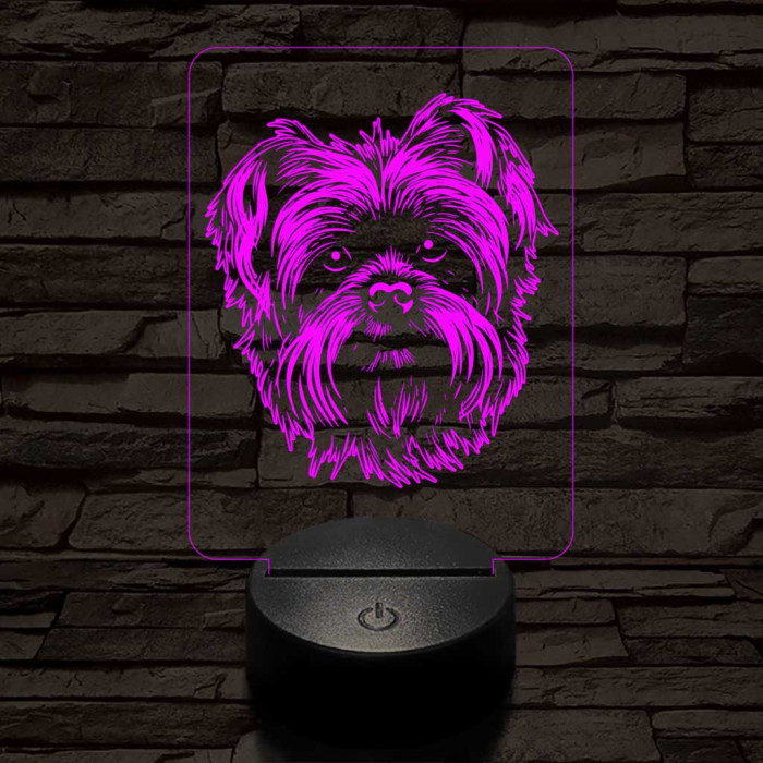 Affenpinscher-fej 7 színű 3D led lámpa