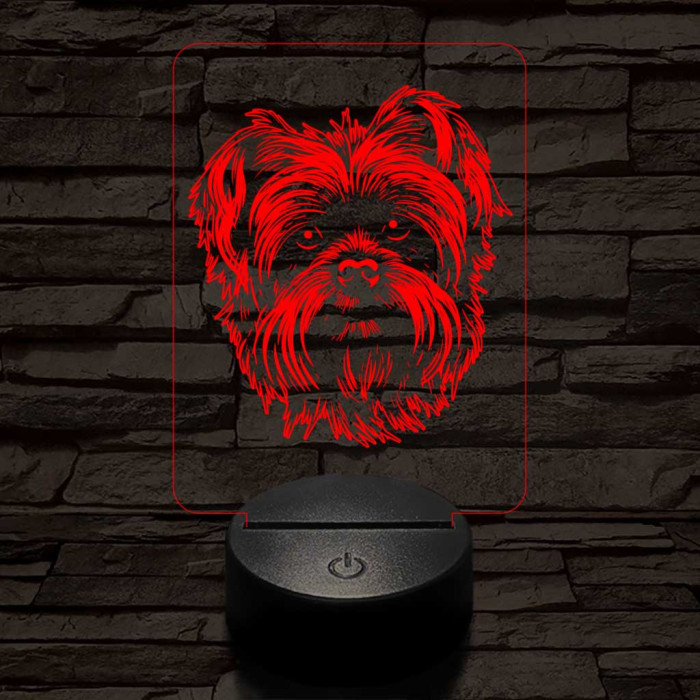 Affenpinscher-fej 7 színű 3D led lámpa
