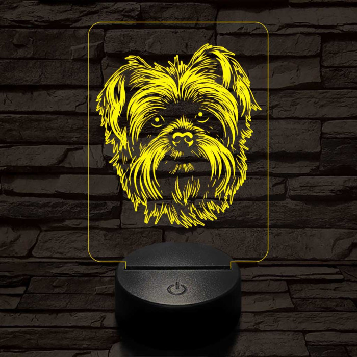 Affenpinscher-fej 7 színű 3D led lámpa