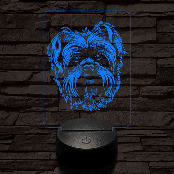 Affenpinscher-fej 7 színű 3D led lámpa