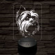 Yorkshire terrier-fej 7 színű 3D led lámpa