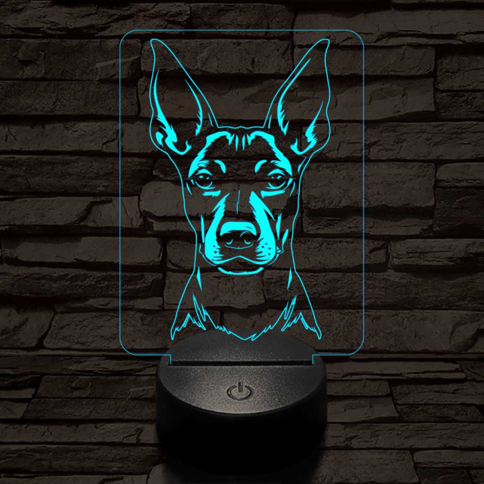 Mexikói meztelen kutya-fej 7 színű 3D led lámpa