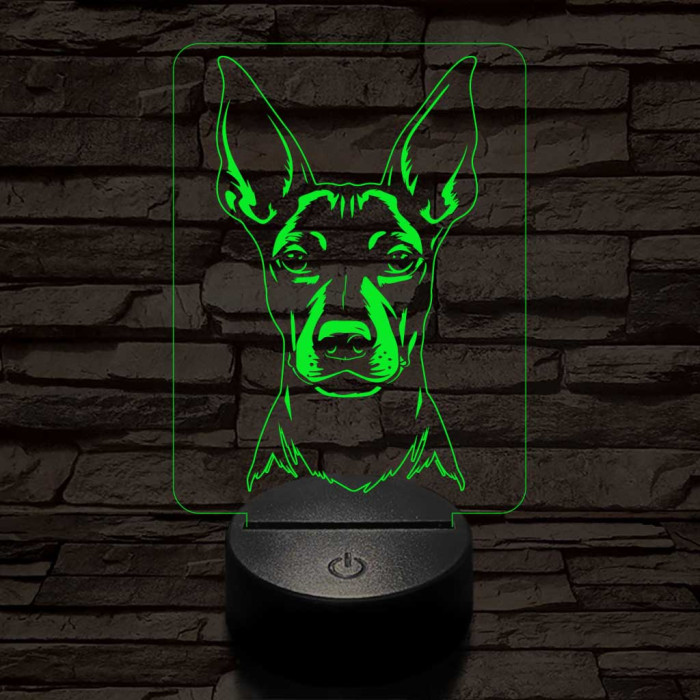 Mexikói meztelen kutya-fej 7 színű 3D led lámpa