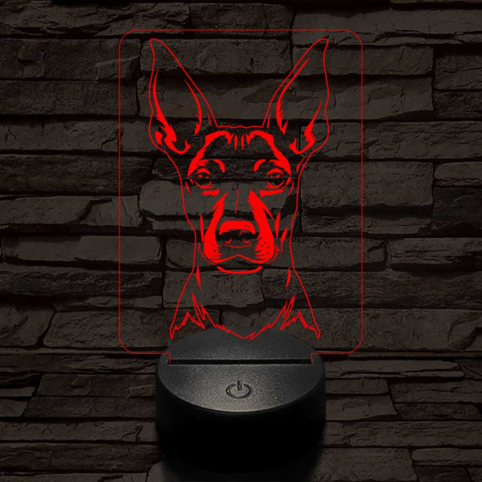 Mexikói meztelen kutya-fej 7 színű 3D led lámpa