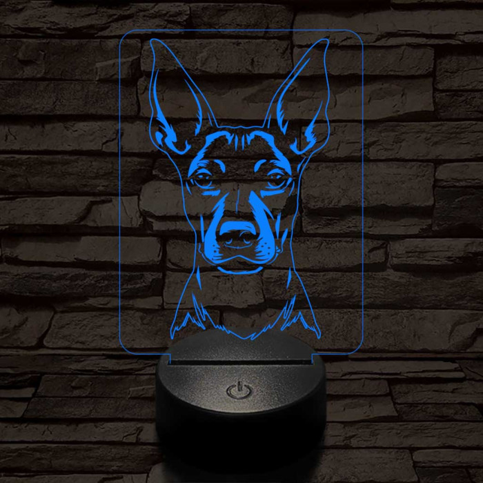 Mexikói meztelen kutya-fej 7 színű 3D led lámpa