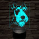 Drótszőrű foxterrier-fej 7 színű 3D led lámpa