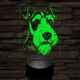 Drótszőrű foxterrier-fej 7 színű 3D led lámpa