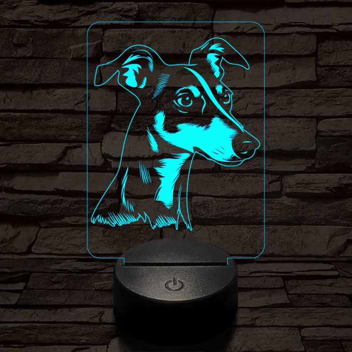 Kis angol agár-fej 7 színű 3D led lámpa