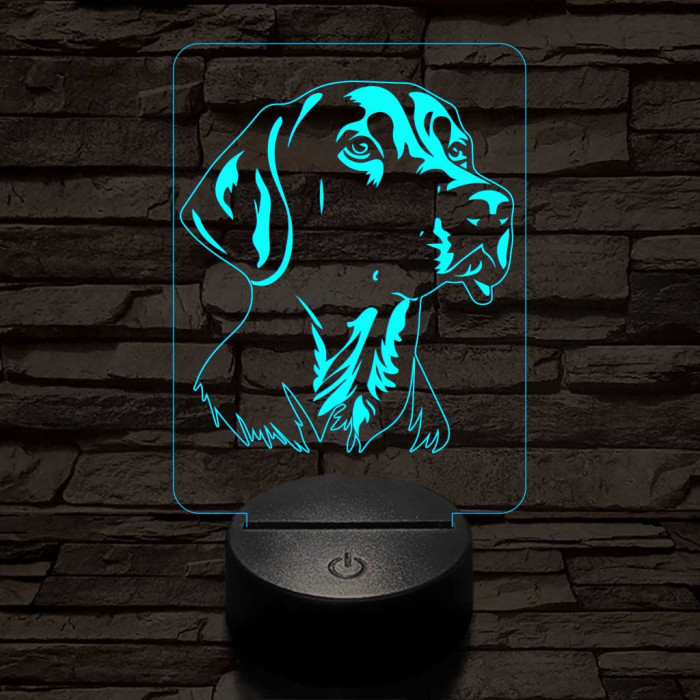 Weimari vizsla-fej 7 színű 3D led lámpa