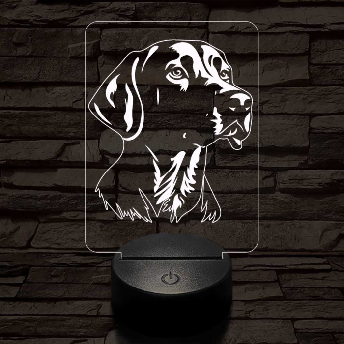 Weimari vizsla-fej 7 színű 3D led lámpa