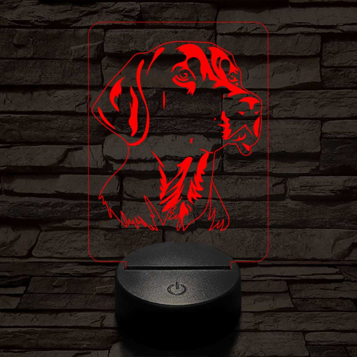 Weimari vizsla-fej 7 színű 3D led lámpa