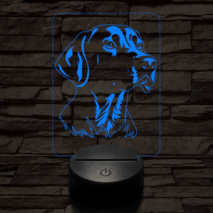 Weimari vizsla-fej 7 színű 3D led lámpa