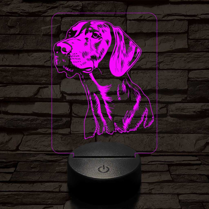 Vizsla-fej  7 színű 3D led lámpa
