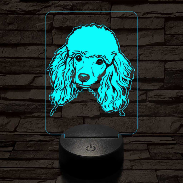 Uszkár-fej 7 színű 3D led lámpa