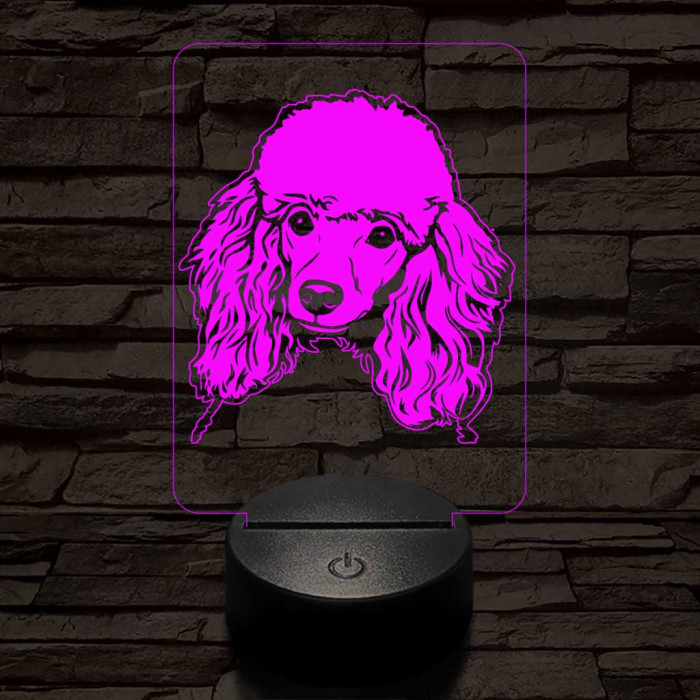 Uszkár-fej 7 színű 3D led lámpa