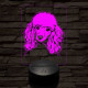 Uszkár-fej 7 színű 3D led lámpa