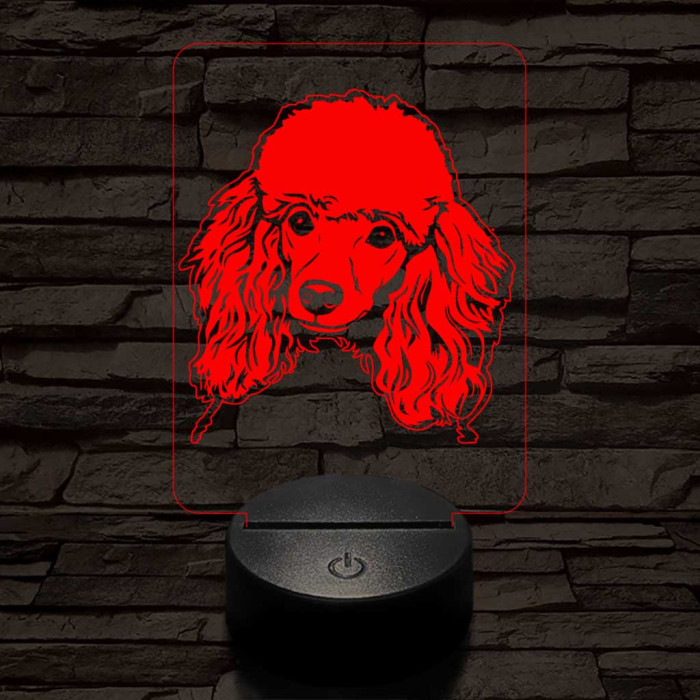 Uszkár-fej 7 színű 3D led lámpa