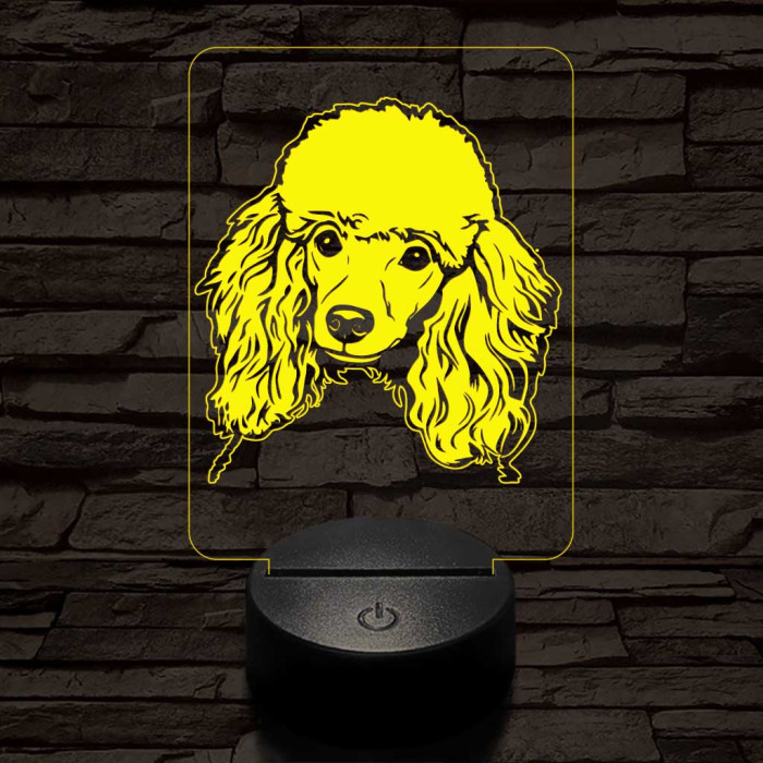 Uszkár-fej 7 színű 3D led lámpa