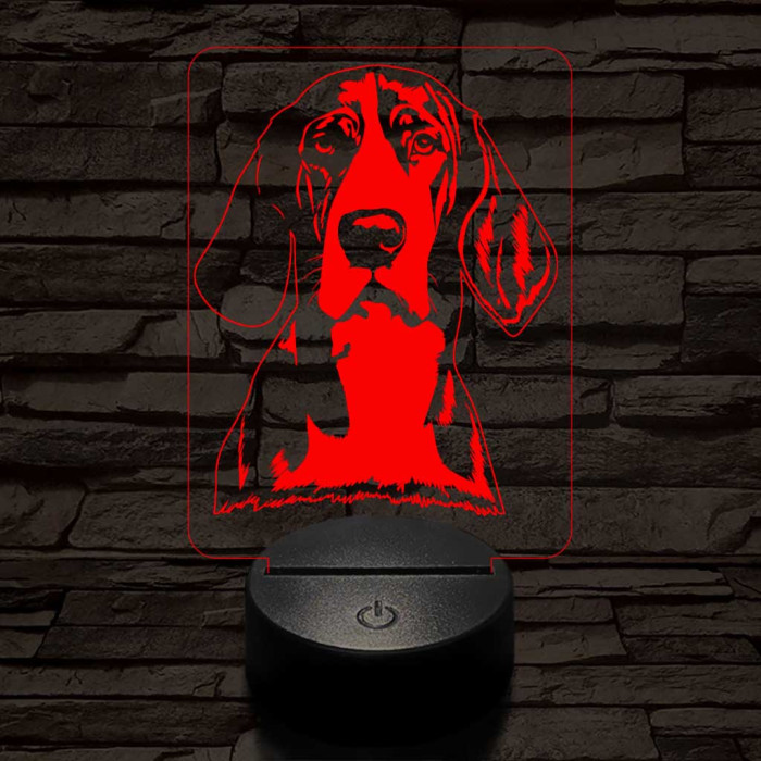 Treeing Walker Coonhound-fej 7 színű 3D led lámpa