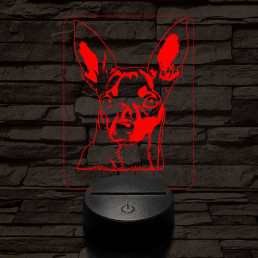 Törpe foxterrier-fej 7 színű 3D led lámpa