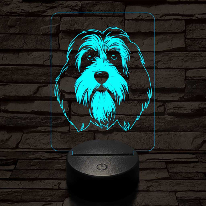 Tibeti terrier-fej 7 színű 3D led lámpa