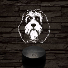 Tibeti terrier-fej 7 színű 3D led lámpa
