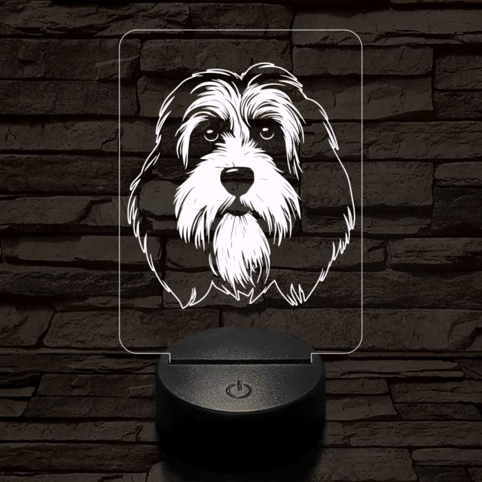 Tibeti terrier-fej 7 színű 3D led lámpa