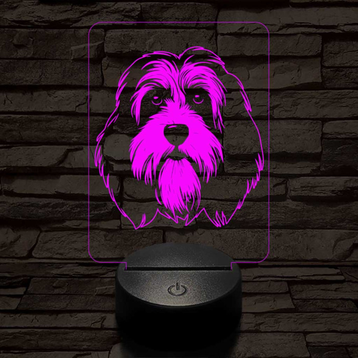Tibeti terrier-fej 7 színű 3D led lámpa