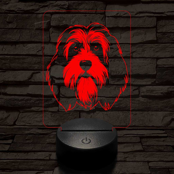 Tibeti terrier-fej 7 színű 3D led lámpa