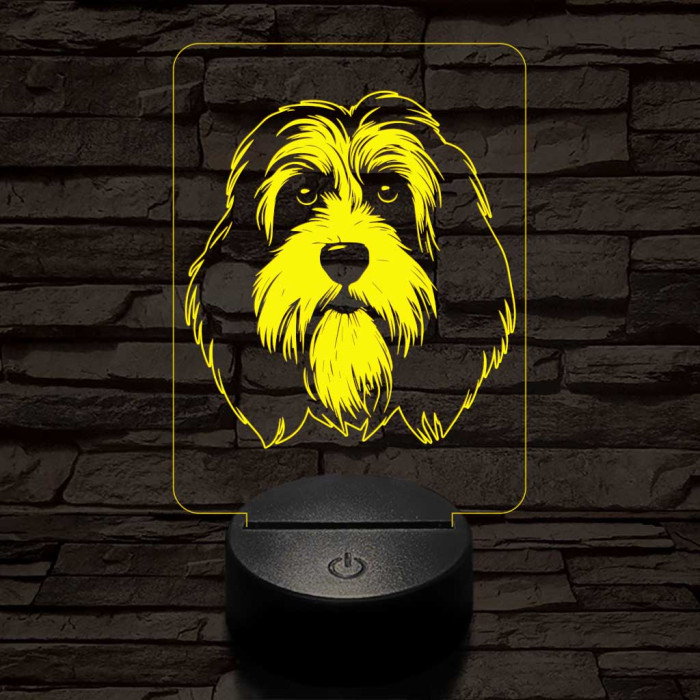 Tibeti terrier-fej 7 színű 3D led lámpa
