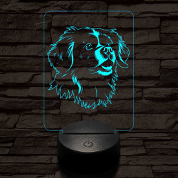 Tibeti spániel-fej 7 színű 3D led lámpa