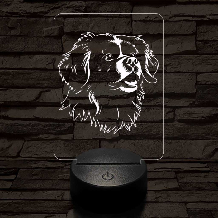Tibeti spániel-fej 7 színű 3D led lámpa
