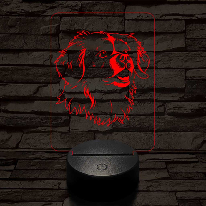 Tibeti spániel-fej 7 színű 3D led lámpa