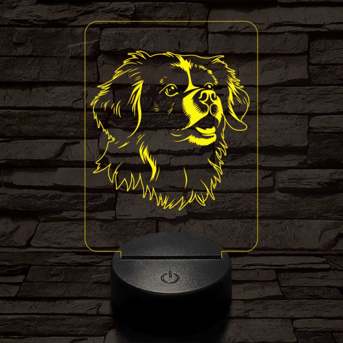 Tibeti spániel-fej 7 színű 3D led lámpa