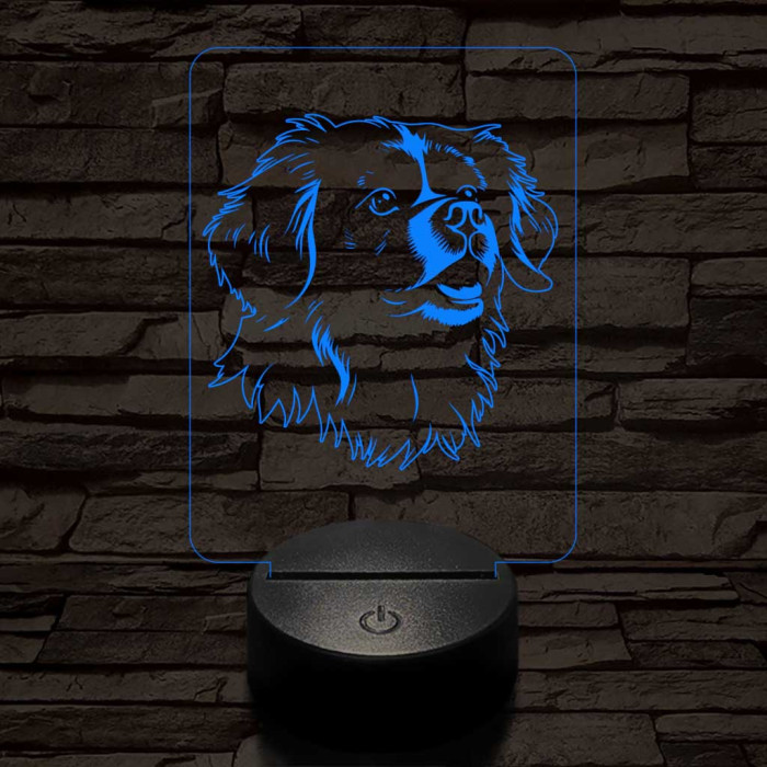 Tibeti spániel-fej 7 színű 3D led lámpa