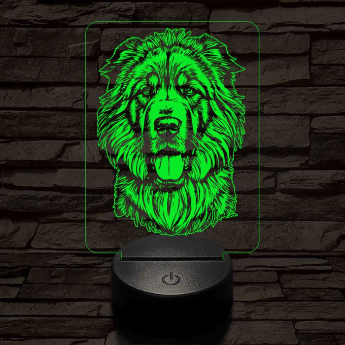 Tibeti masztiff-fej 7 színű 3D led lámpa