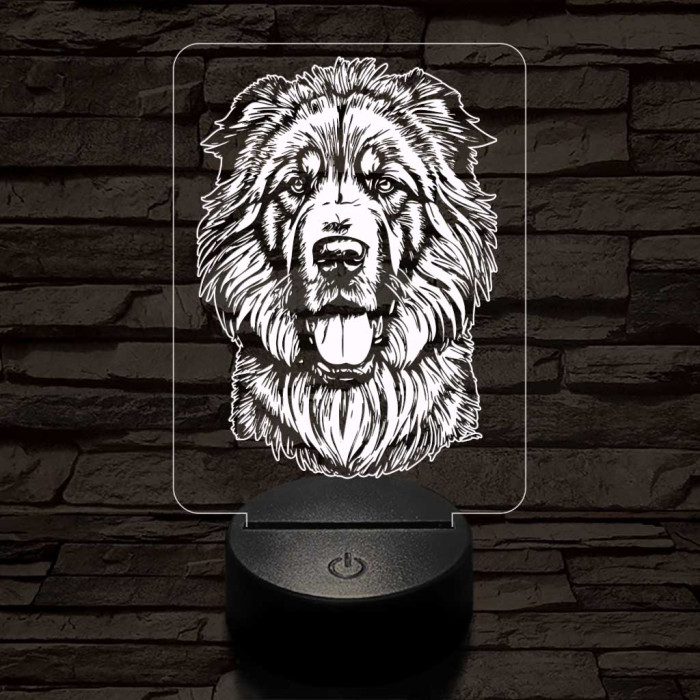 Tibeti masztiff-fej 7 színű 3D led lámpa