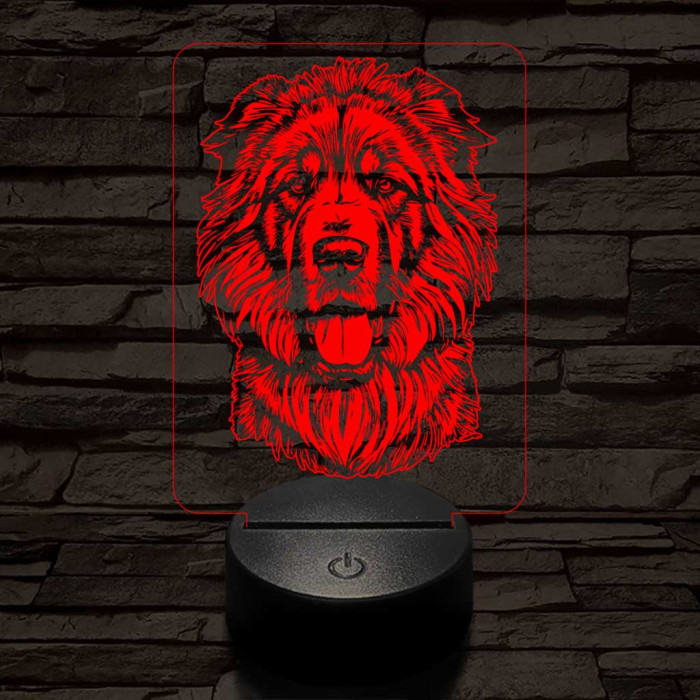 Tibeti masztiff-fej 7 színű 3D led lámpa