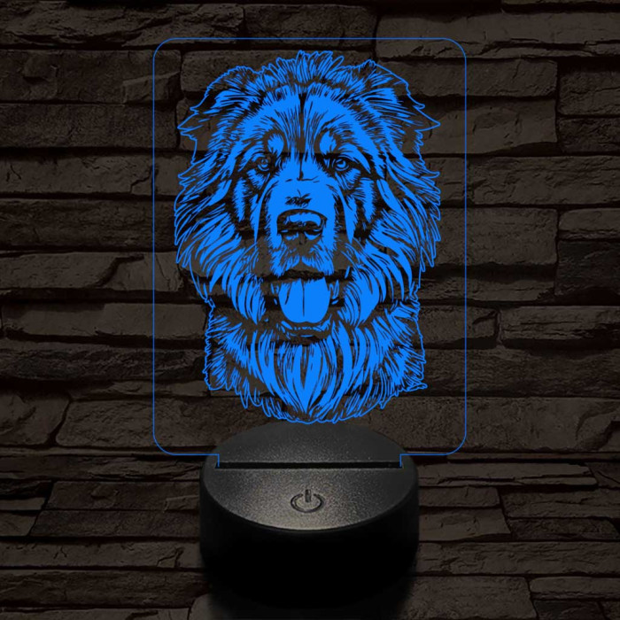 Tibeti masztiff-fej 7 színű 3D led lámpa