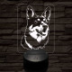 Svéd juhászkutya-fej 7 színű 3D led lámpa