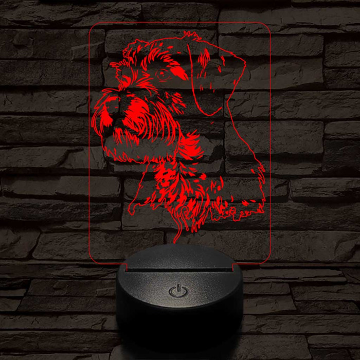Közepes snauzer-fej 7 színű 3D led lámpa