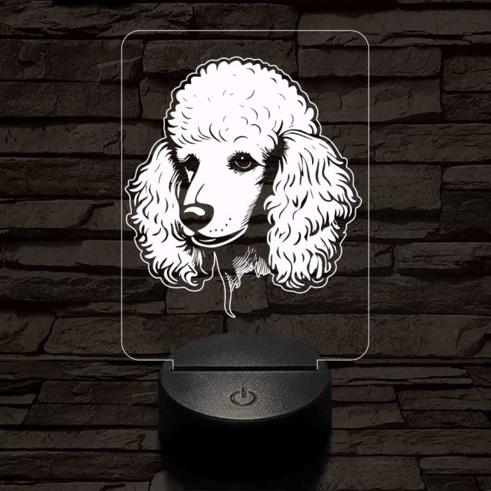 Közepes uszkár-fej 7 színű 3D led lámpa