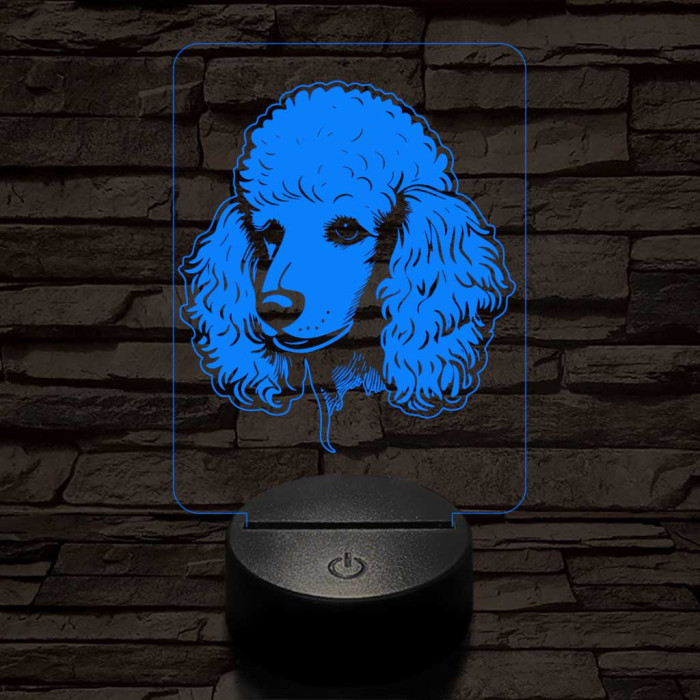 Közepes uszkár-fej 7 színű 3D led lámpa