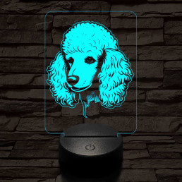 Közepes uszkár-fej 7 színű 3D led lámpa