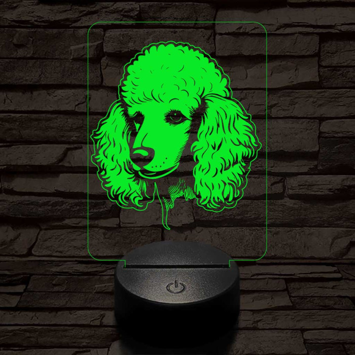 Közepes uszkár-fej 7 színű 3D led lámpa